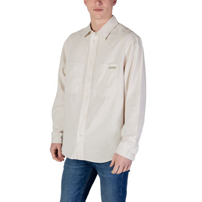 Calvin Klein Jeans Beige Recycled Cotton Shirt Calvin Klein Jeans