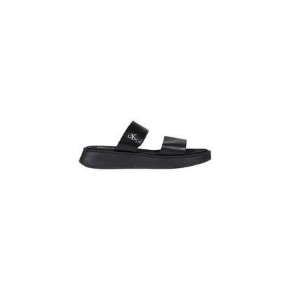 Calvin Klein Jeans Black Leather Flat Sandals Calvin Klein Jeans