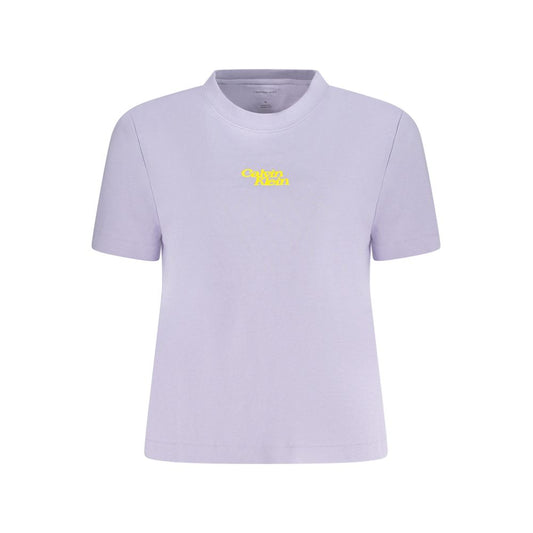 Calvin Klein Purple Cotton Women T-Shirt with logo, crew neck, short sleeves; soft, breathable cotton fabric.
