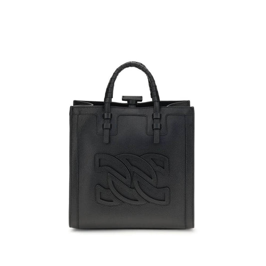 Casadei Black Calf Leather Bos Taurus Shoulder Bag with embossed logo and tubular handles, adjustable strap, AW25 collection.