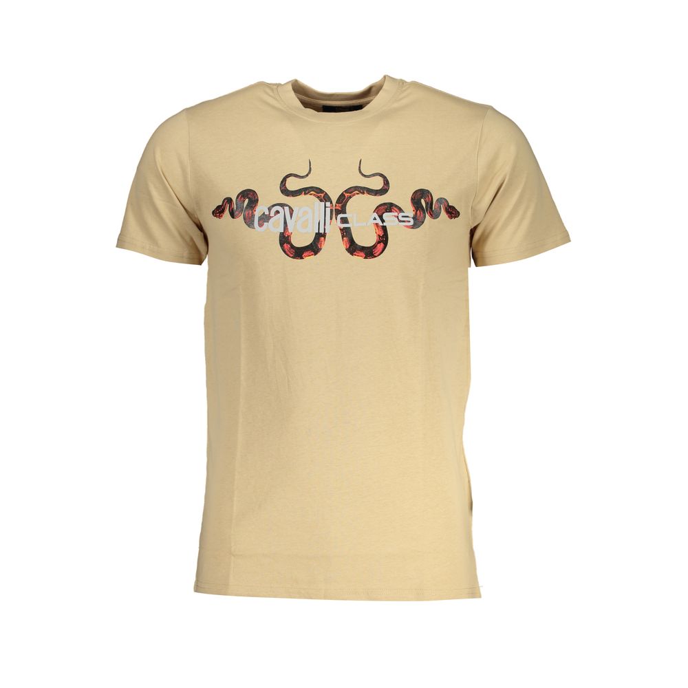 Cavalli Class Beige Cotton Men's T-Shirt