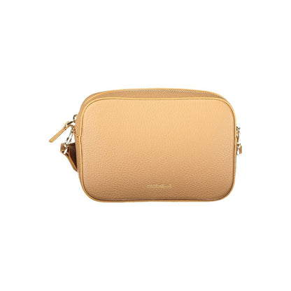 Coccinelle Brown Leather Women Handbag with adjustable strap, featuring sleek zip closure and logo for versatile fashion style.