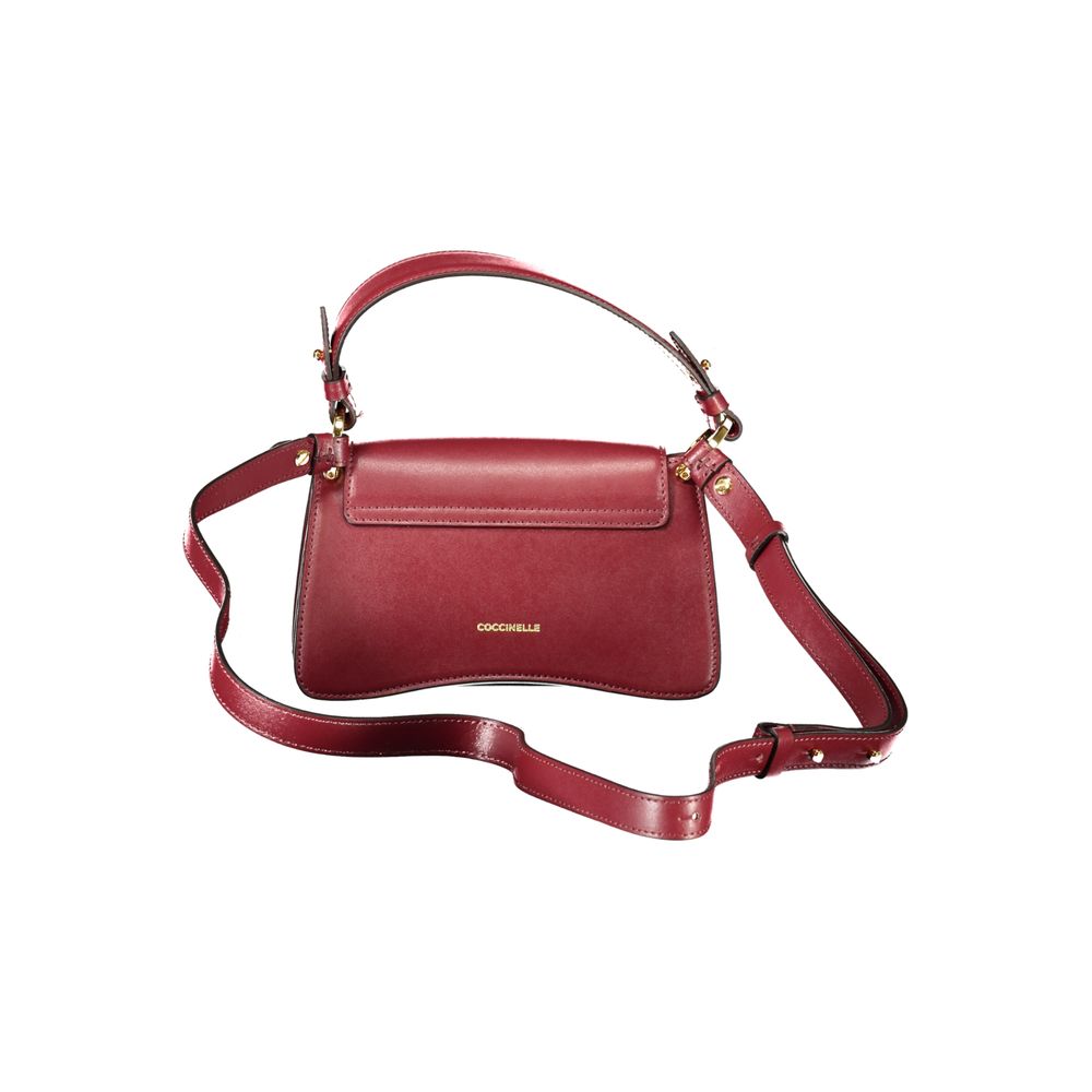 Coccinelle red leather handbag with adjustable strap and elegant design, perfect for a fashionable and sophisticated look.