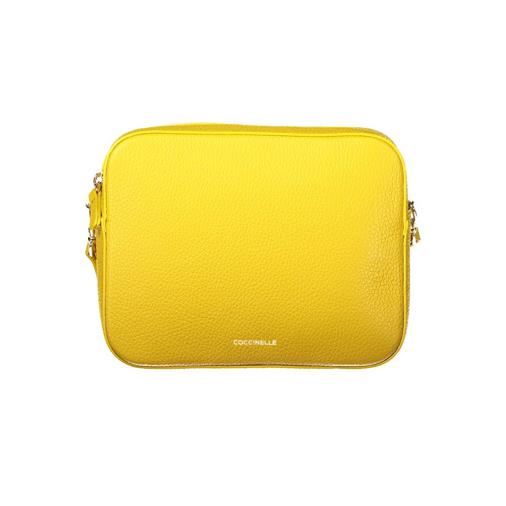 Coccinelle Yellow Leather Women Handbag with zip closure and adjustable shoulder strap, a luxury fashion statement.