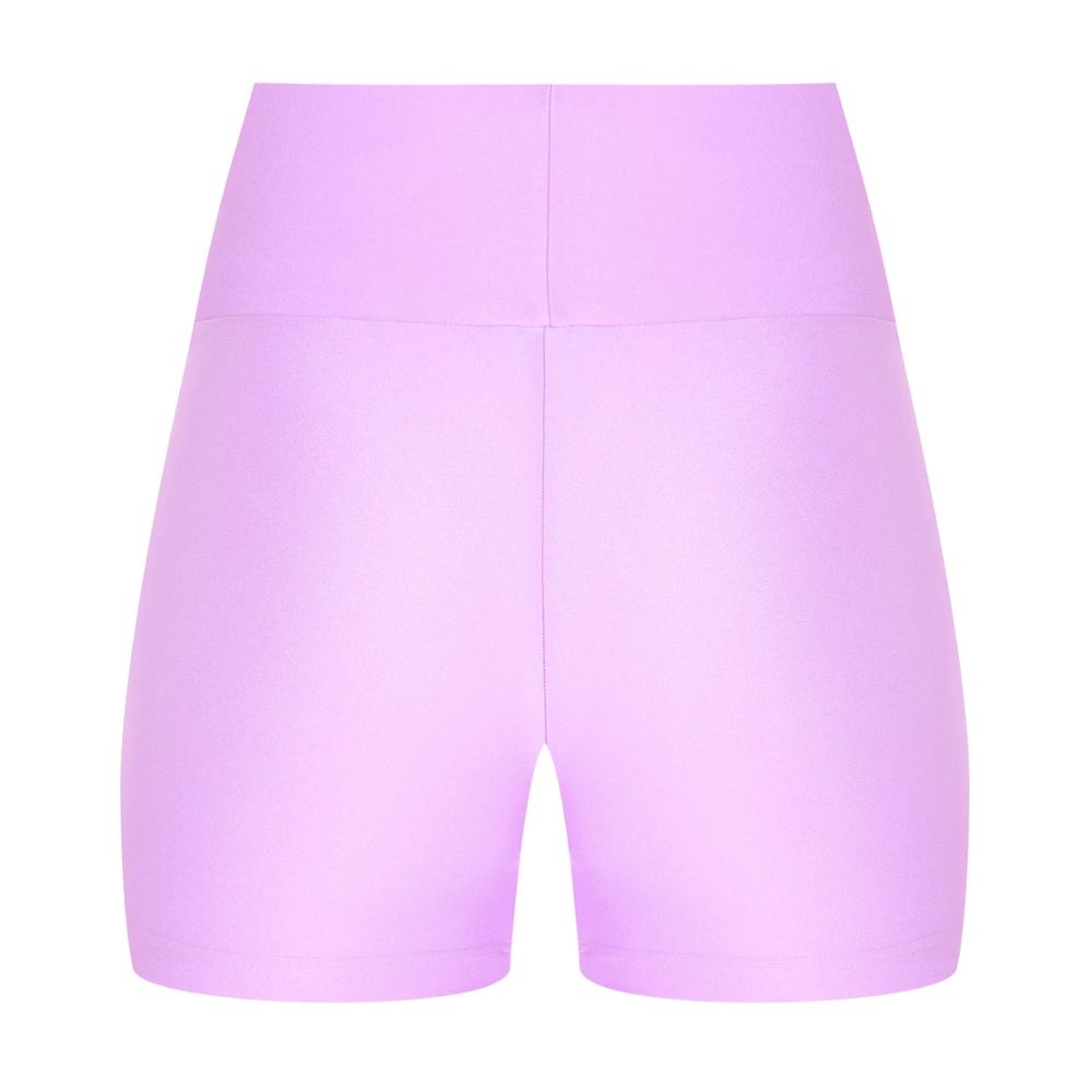 Comme Des Fuckdown Purple Polyester Short featuring stretch lycra, biker style with front logo print, ideal for fashion-forward styling.
