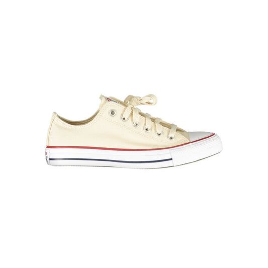 Converse Beige Cotton Women Sneaker with white sole and laces, featuring iconic logo on side, stylish and comfortable footwear.