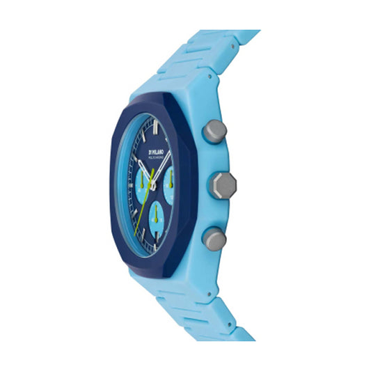 D1 MILANO Mod. POLYCHRONO BLUE BLAST wristwatch with polycarbonate case and strap, chronograph function, water resistant 5 ATM.