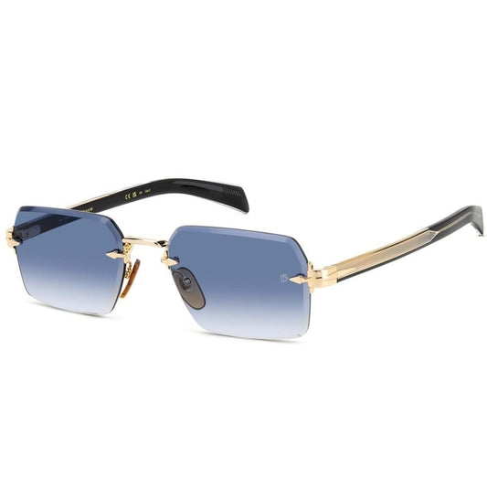 Stylish DAVID BECKHAM MOD. DB 7109_S metal sunglasses for gents, featuring blue lenses and gold accents.