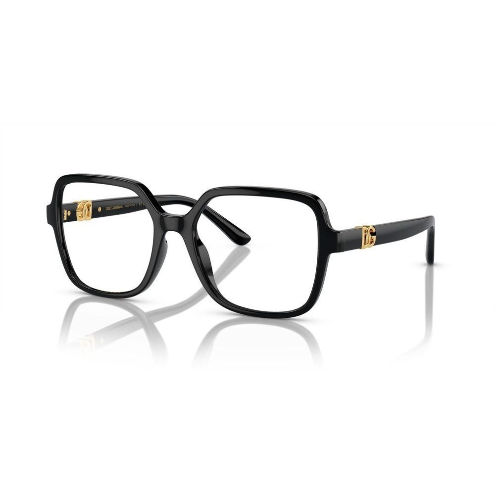 DOLCE & GABBANA MOD. DG 5105U lady eyeglasses, black square frame with gold accents, luxury fashion eyewear for women.