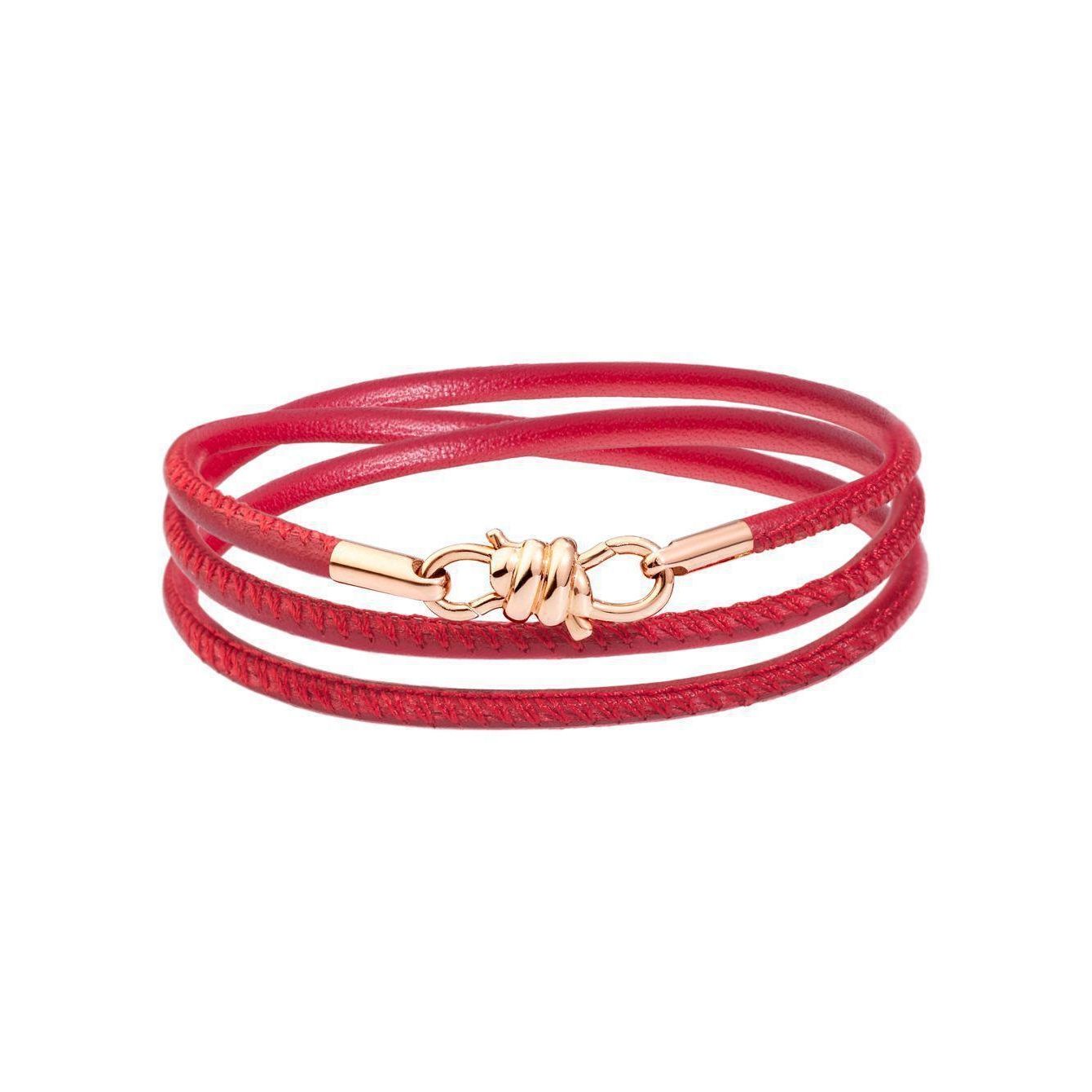 DODO Mod. DBB9008KNOT0LEB9RS Gold 9kt unisex bracelet in rose gold with red band, elegant accessory for all genders.