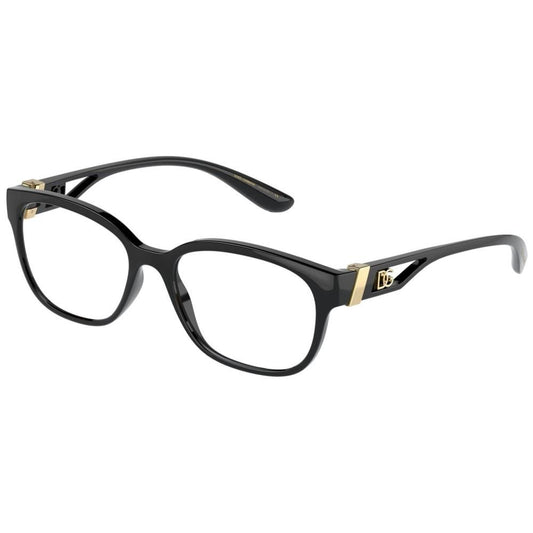 DOLCE & GABBANA MOD. MONOGRAM DG 5066 lady's black frame glasses with gold accents.