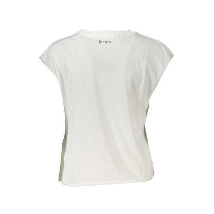 Desigual White Cotton Women Top - Back View with Iconic Logo