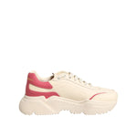 Dolce & Gabbana Beige Leather Daymaster Women Sneaker Shoes with chunky sole and DG logo accents, side view