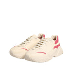 Dolce & Gabbana Beige Leather Daymaster Women Sneaker Shoes featuring chunky sole and iconic DG logo accents