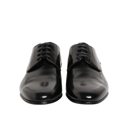 Dolce & Gabbana Black Calfskin Leather Derby Men Dress Shoes