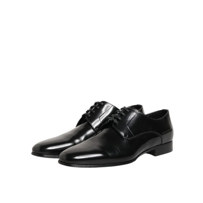 Dolce & Gabbana Black Calfskin Leather Derby Men Dress Shoes