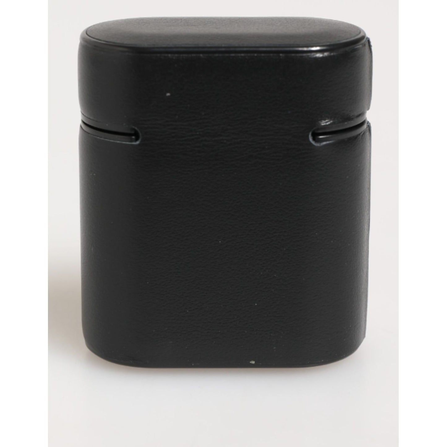 Dolce & Gabbana Black Calfskin Leather Logo Print Flip Holder Airpods Case