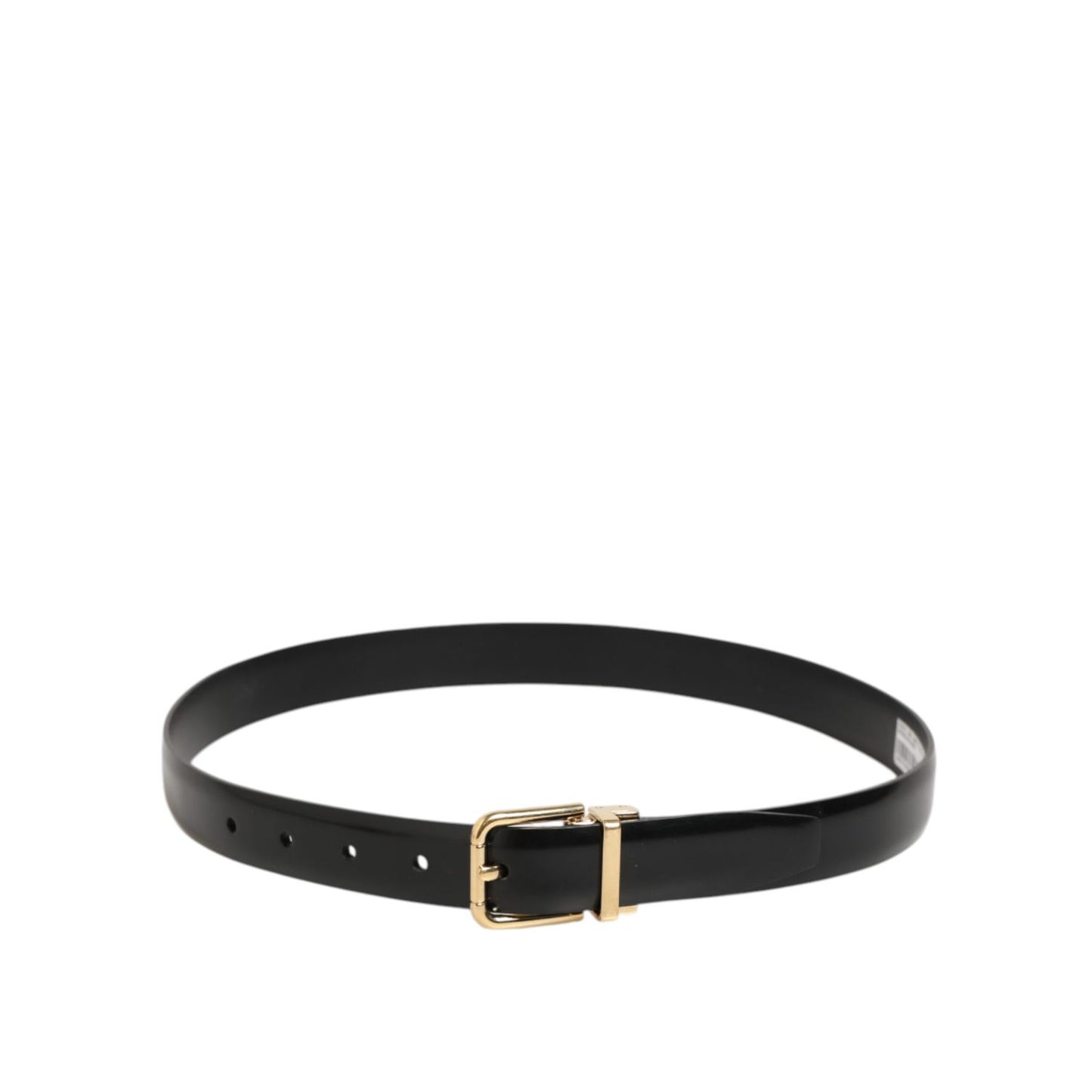 Dolce & Gabbana Black Classic Leather Gold-Tone Buckle Belt