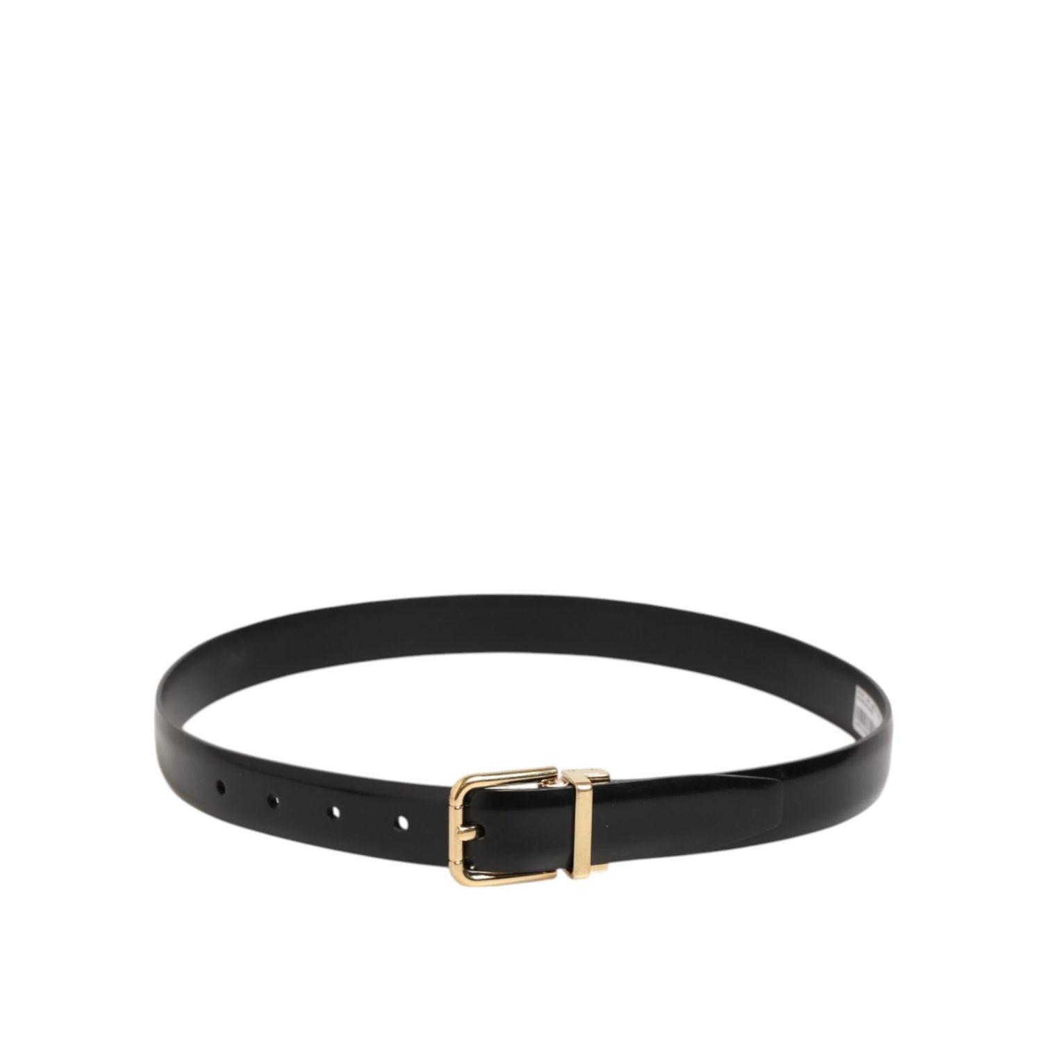 Dolce & Gabbana Black Classic Leather Gold-Tone Buckle Belt