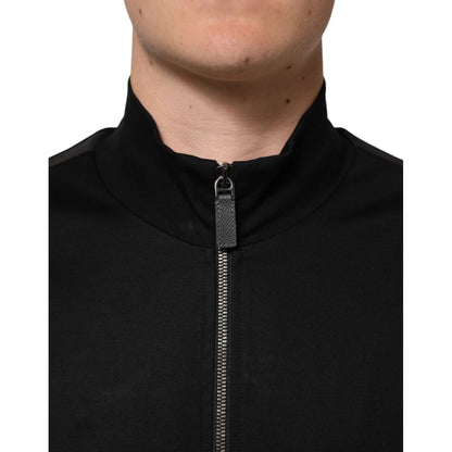 Dolce & Gabbana Black Cotton Logo Full Zip Men Bomber Jacket