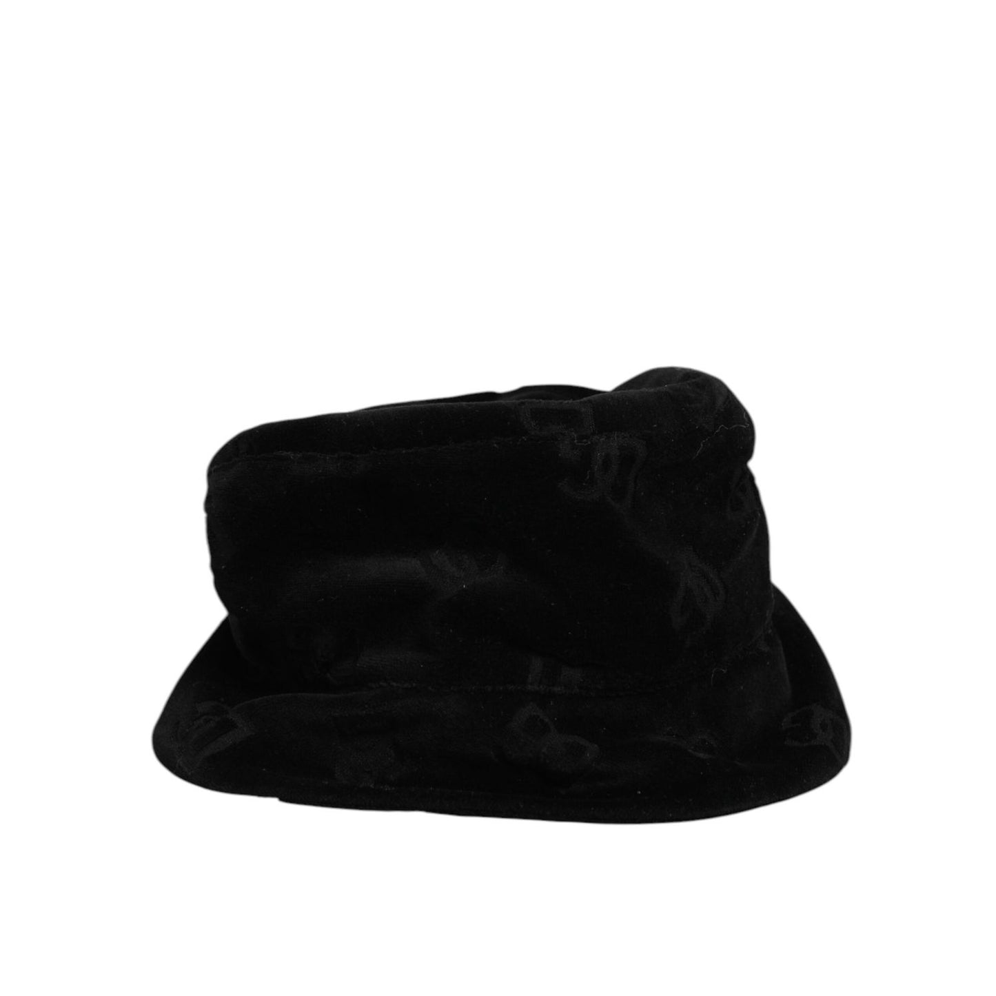 Dolce & Gabbana Black Cotton Suede Bucket Logo Capello Hat