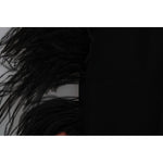 Close-up of missing feather detail on Dolce & Gabbana Black Feather Straight High Waist Pants.