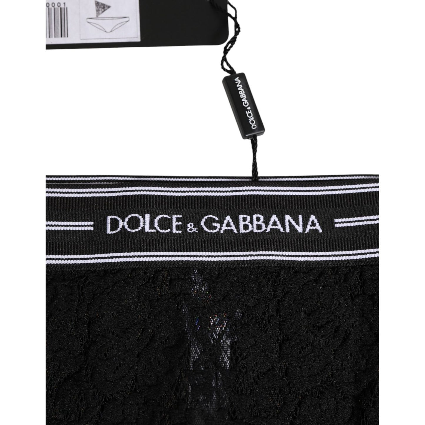 Dolce & Gabbana Black Lace Nylon High Waist Panty Underwear