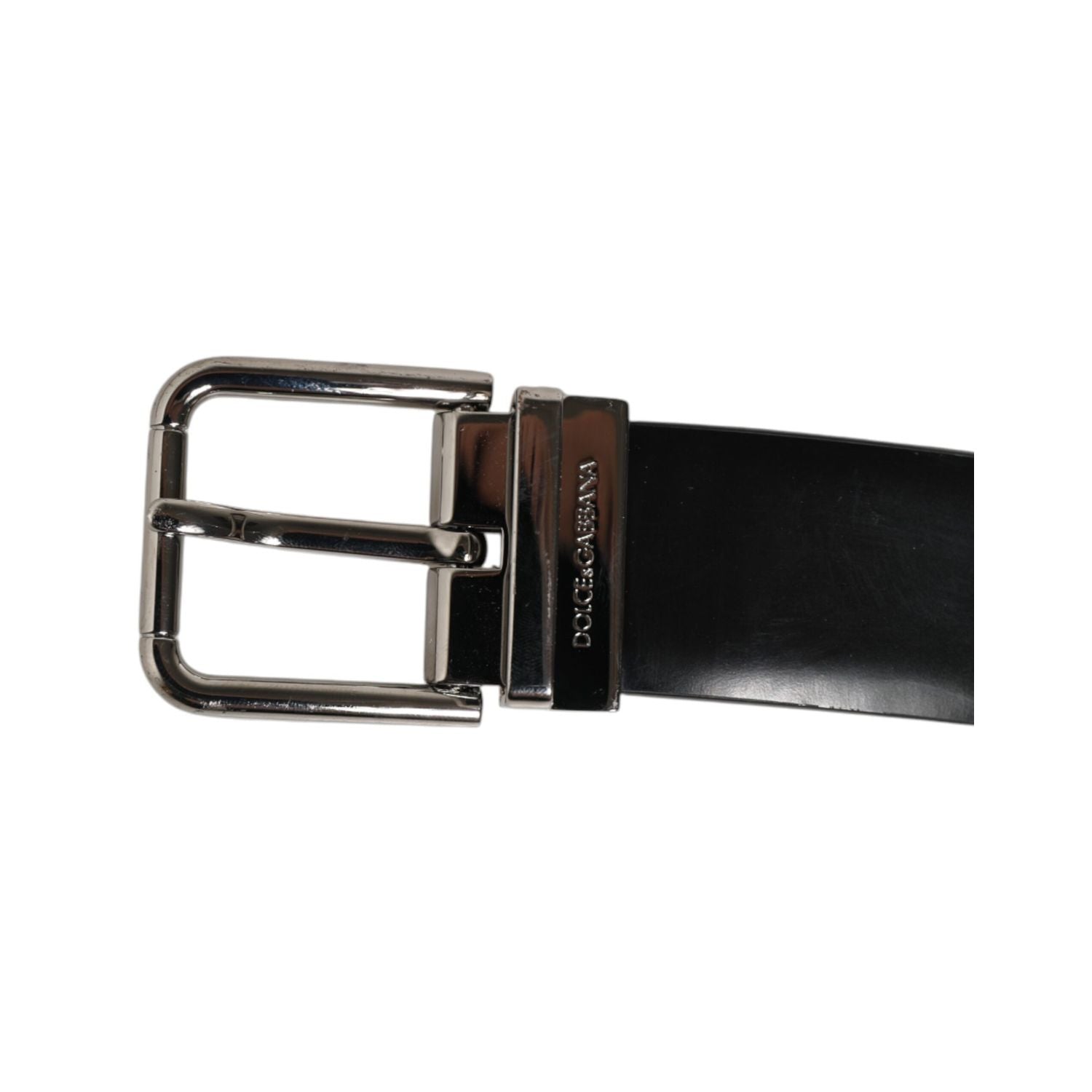 Dolce & Gabbana Black Leather Classic Metal Buckle Men Belt