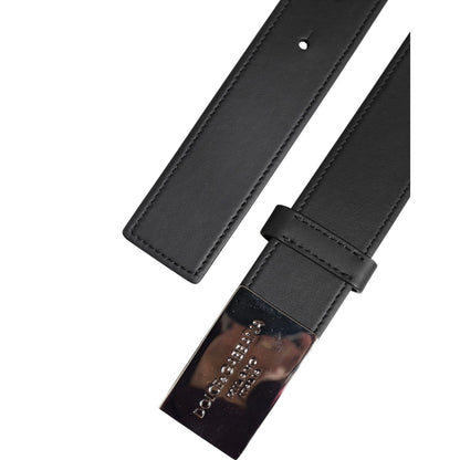 Dolce & Gabbana Black Leather Classic Metal Logo Buckle Belt