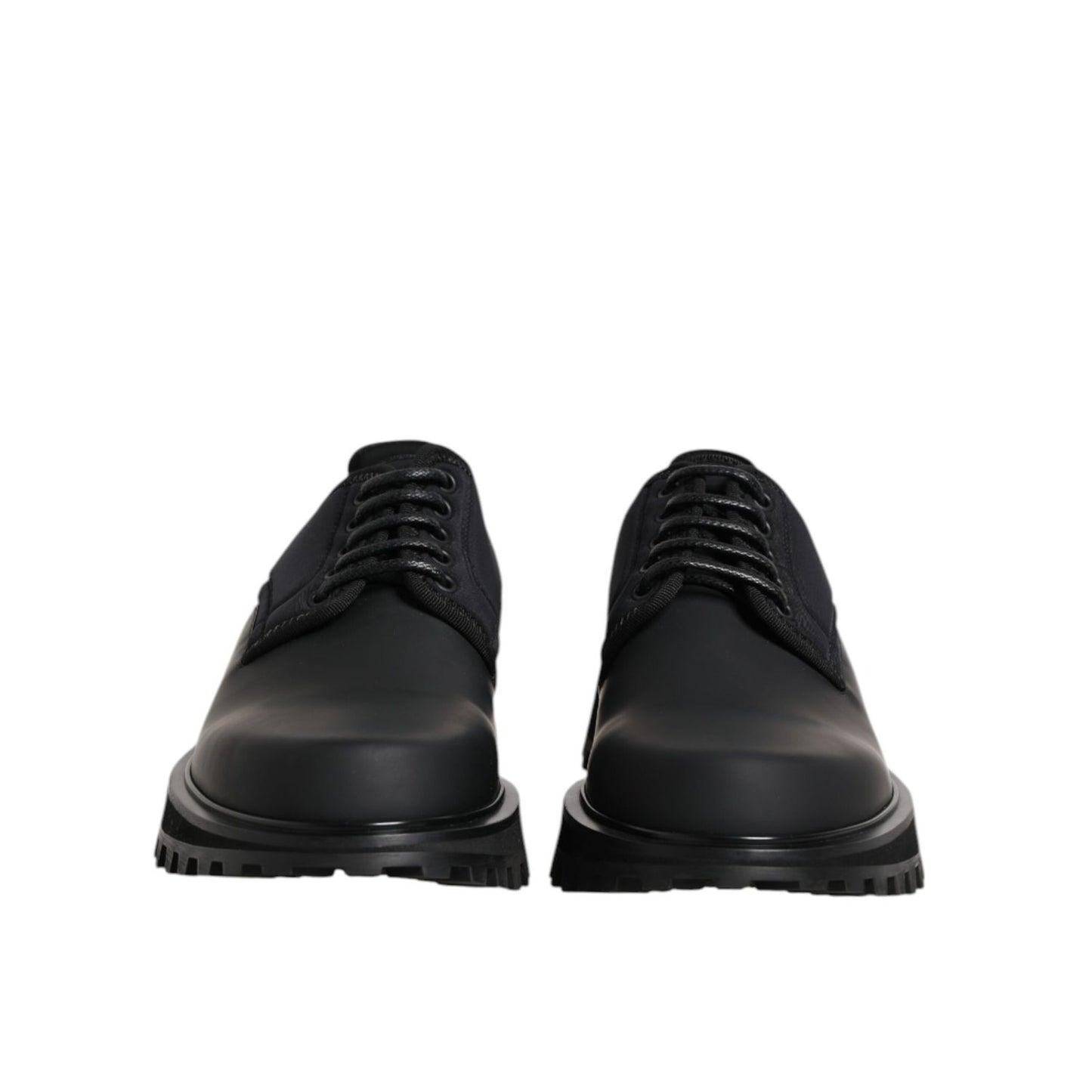 Dolce & Gabbana Black Leather Lace Up Trekking Dress Shoes