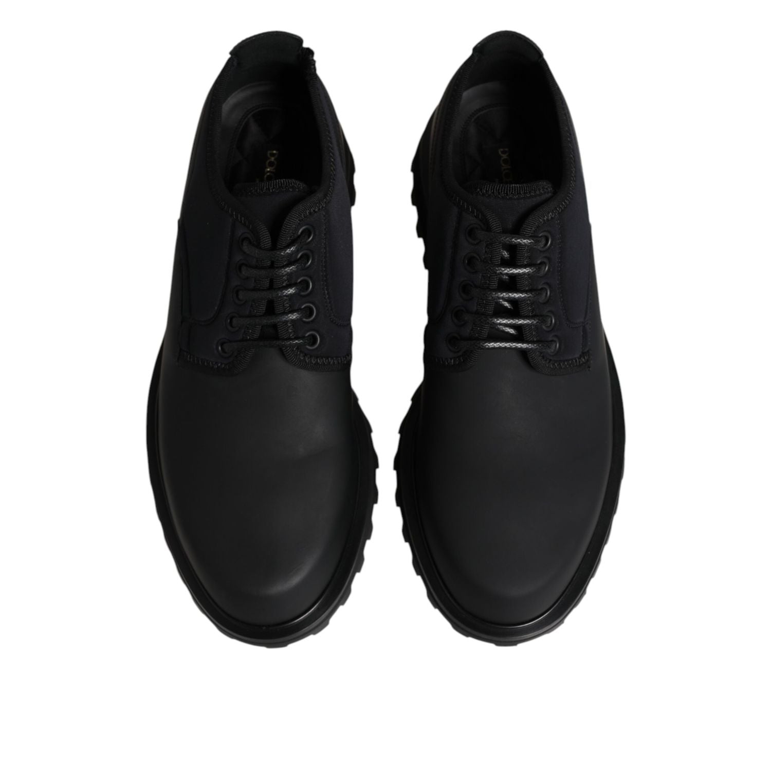 Dolce & Gabbana Black Leather Lace Up Trekking Dress Shoes