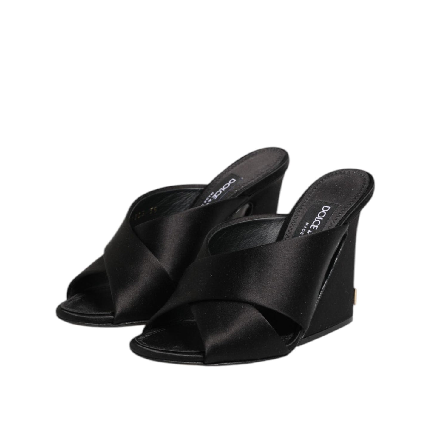 Dolce & Gabbana Black Logo KEIRA Satin Slides Sandals Shoes