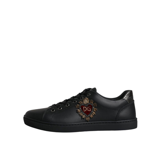 Dolce & Gabbana Black London Sacred Heart Men Sneakers Shoes
