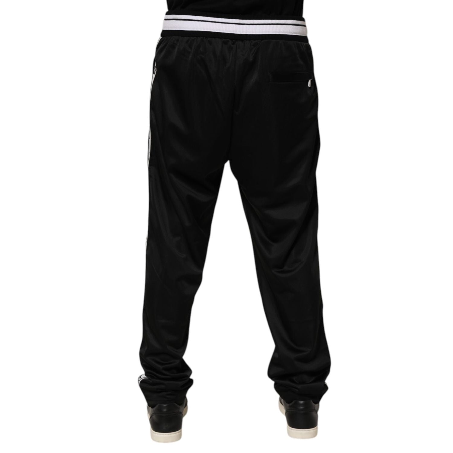 Dolce & Gabbana Black Polyester Logo Stripe Track Jogger Pants