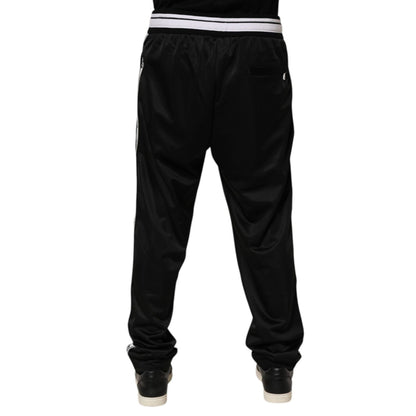 Dolce & Gabbana Black Polyester Logo Stripe Track Jogger Pants