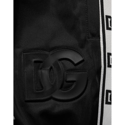 Dolce & Gabbana Black Polyester Logo Stripe Track Jogger Pants