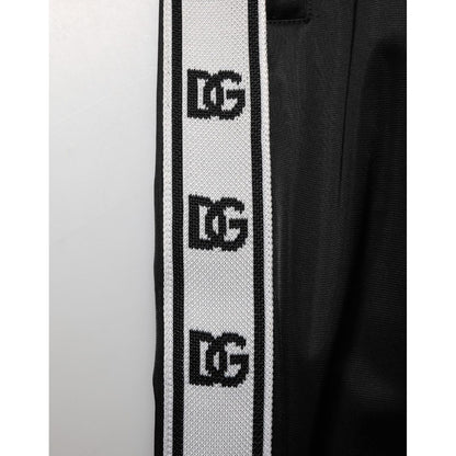 Dolce & Gabbana Black Polyester Logo Stripe Track Jogger Pants