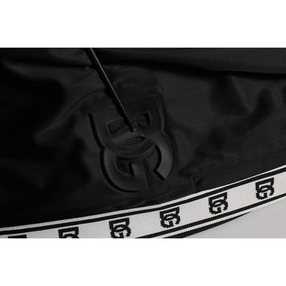 Dolce & Gabbana Black Polyester Logo Stripe Track Jogger Pants