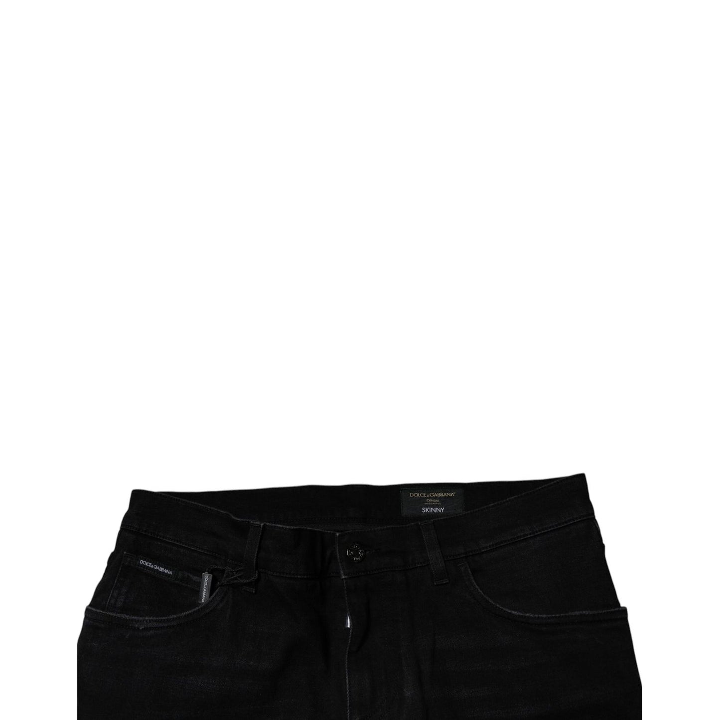 Dolce & Gabbana Black Ripped Cotton Skinny Men Denim Jeans