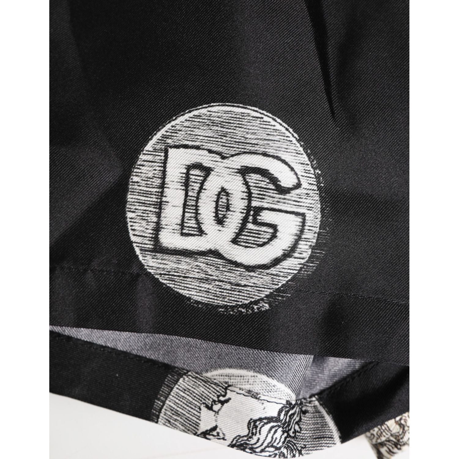 Dolce & Gabbana Black Silk Ancient Coin Print Boxer Short Swimwear