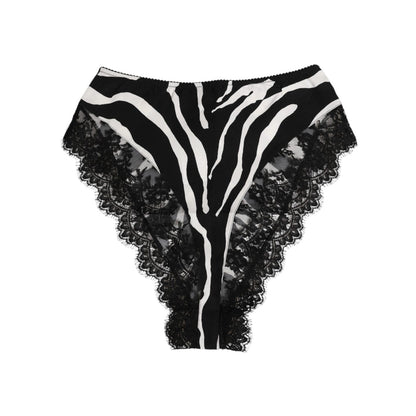 Dolce & Gabbana Black Silk Zebra Print Lace High Waist Underwear