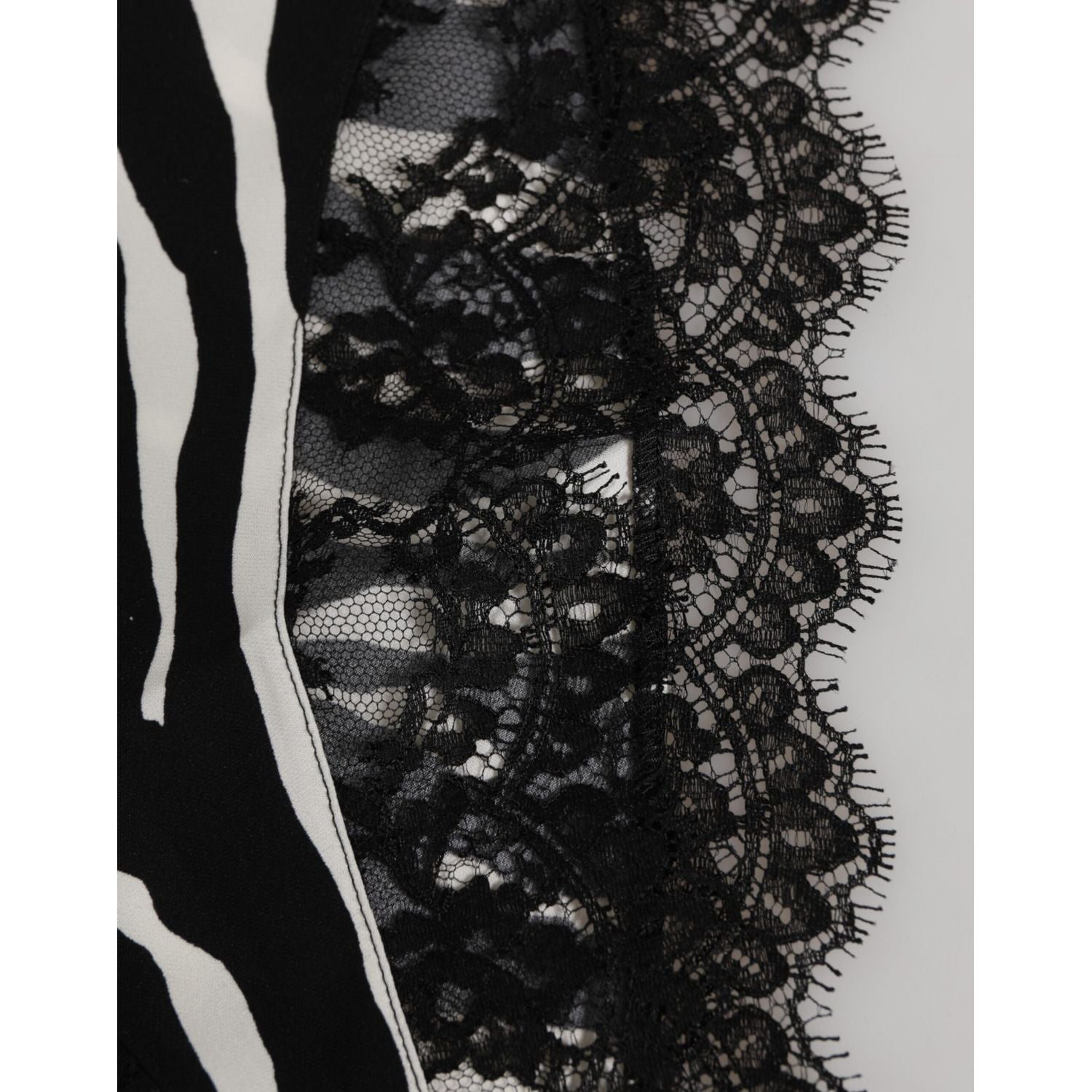 Dolce & Gabbana Black Silk Zebra Print Lace High Waist Underwear