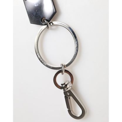 Dolce & Gabbana Black Sint Glass Plaque DG Logo Metal PlateKeychain Keyring