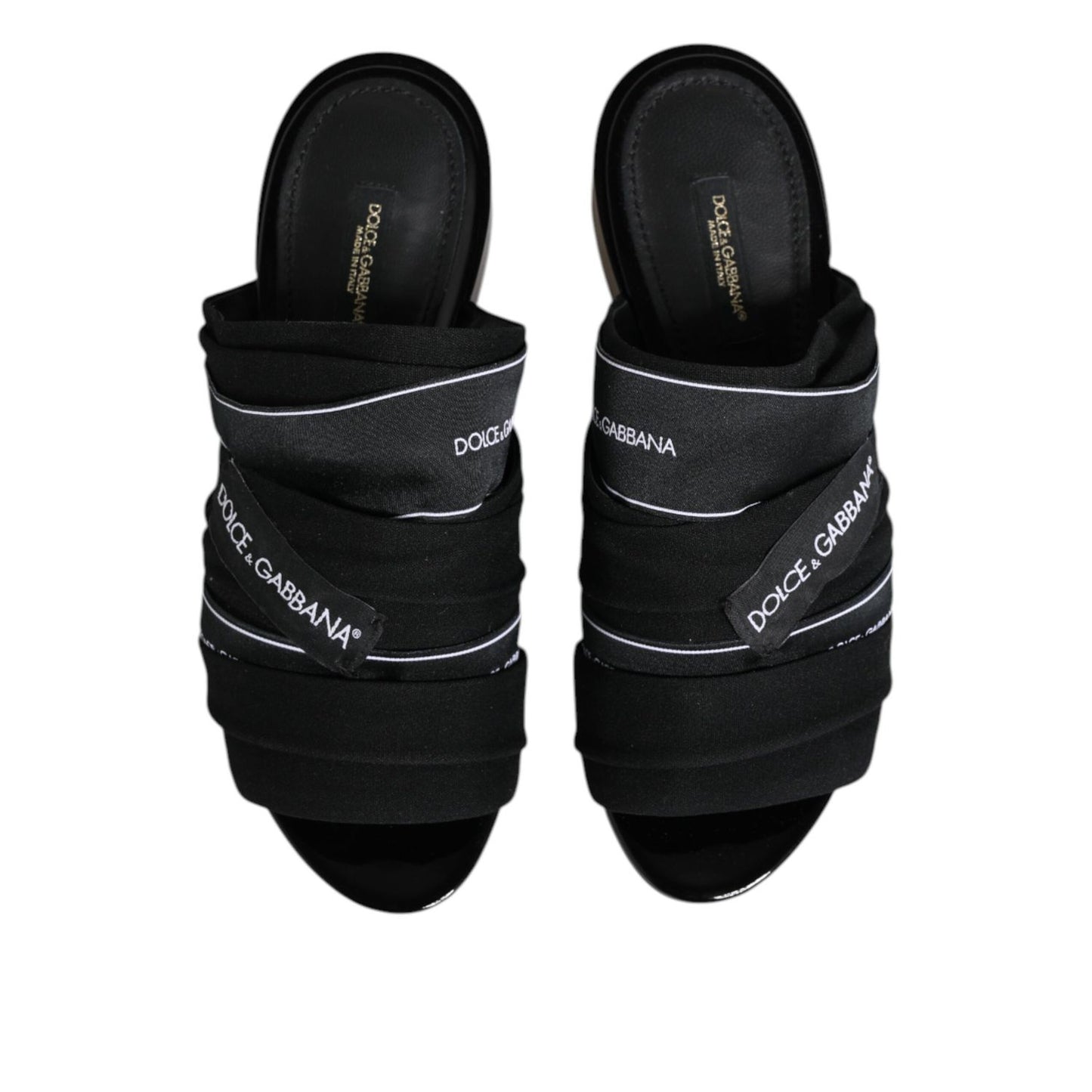 Dolce & Gabbana Black Slides Slip On Sandals Shoes