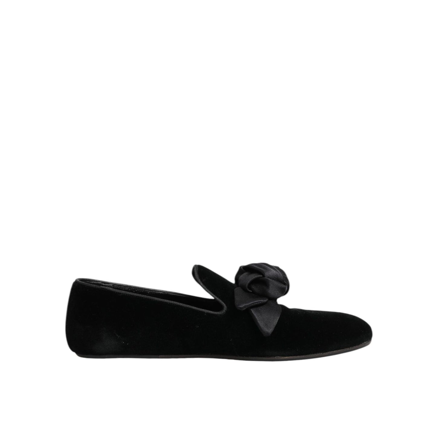 Dolce & Gabbana Black Suede Cotton Rose Slip On Loafers Shoes Dolce & Gabbana