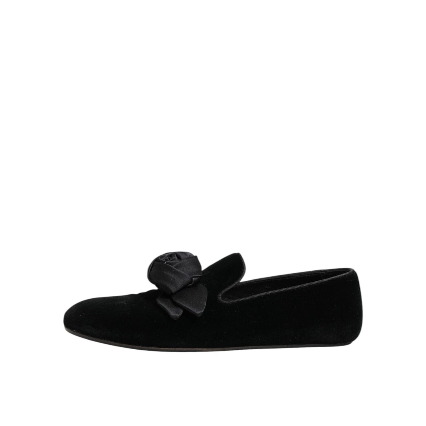 Dolce & Gabbana Black Suede Cotton Rose Slip On Loafers Shoes Dolce & Gabbana