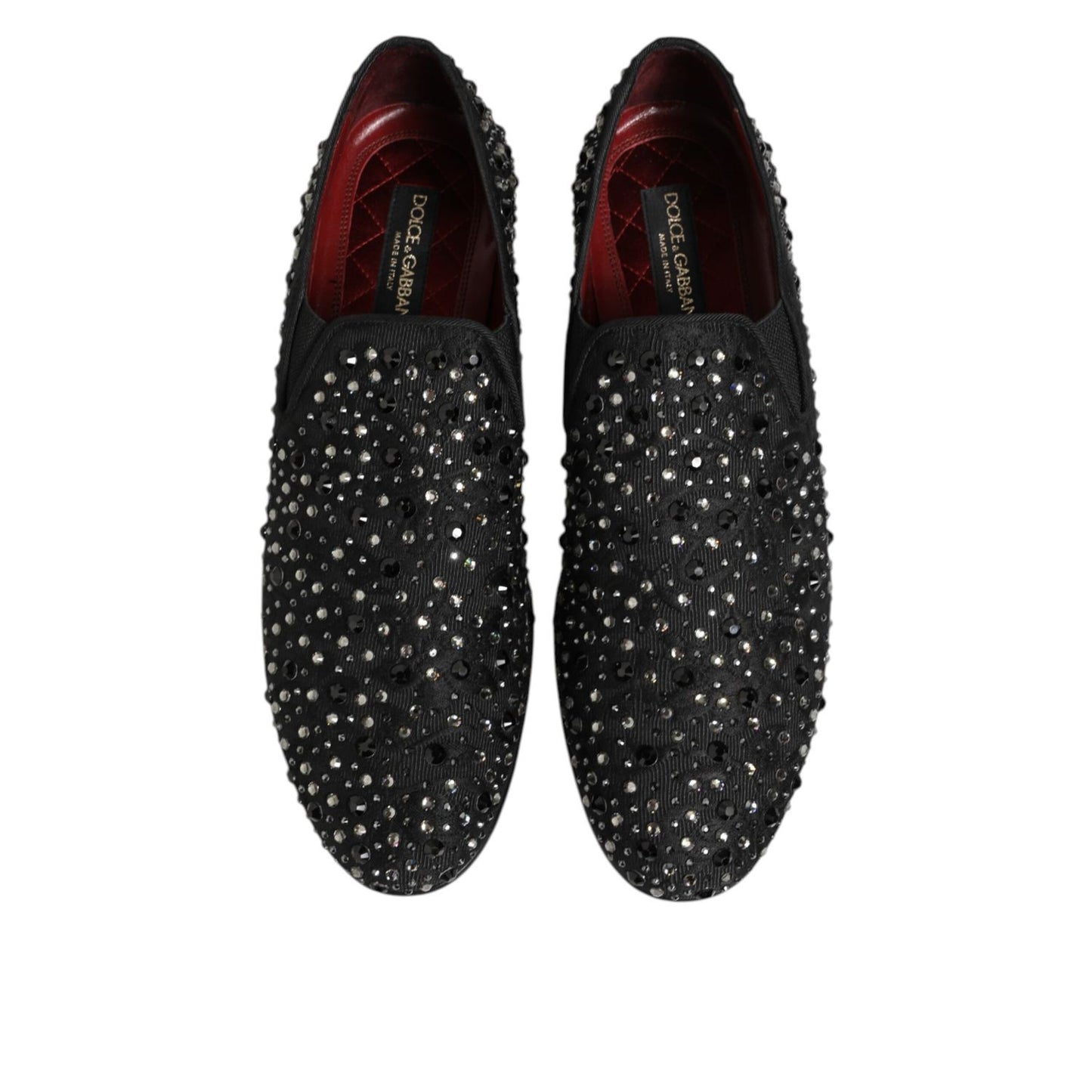 Dolce & Gabbana Black Suede Crystal Embellished Loafer Shoes Dolce & Gabbana