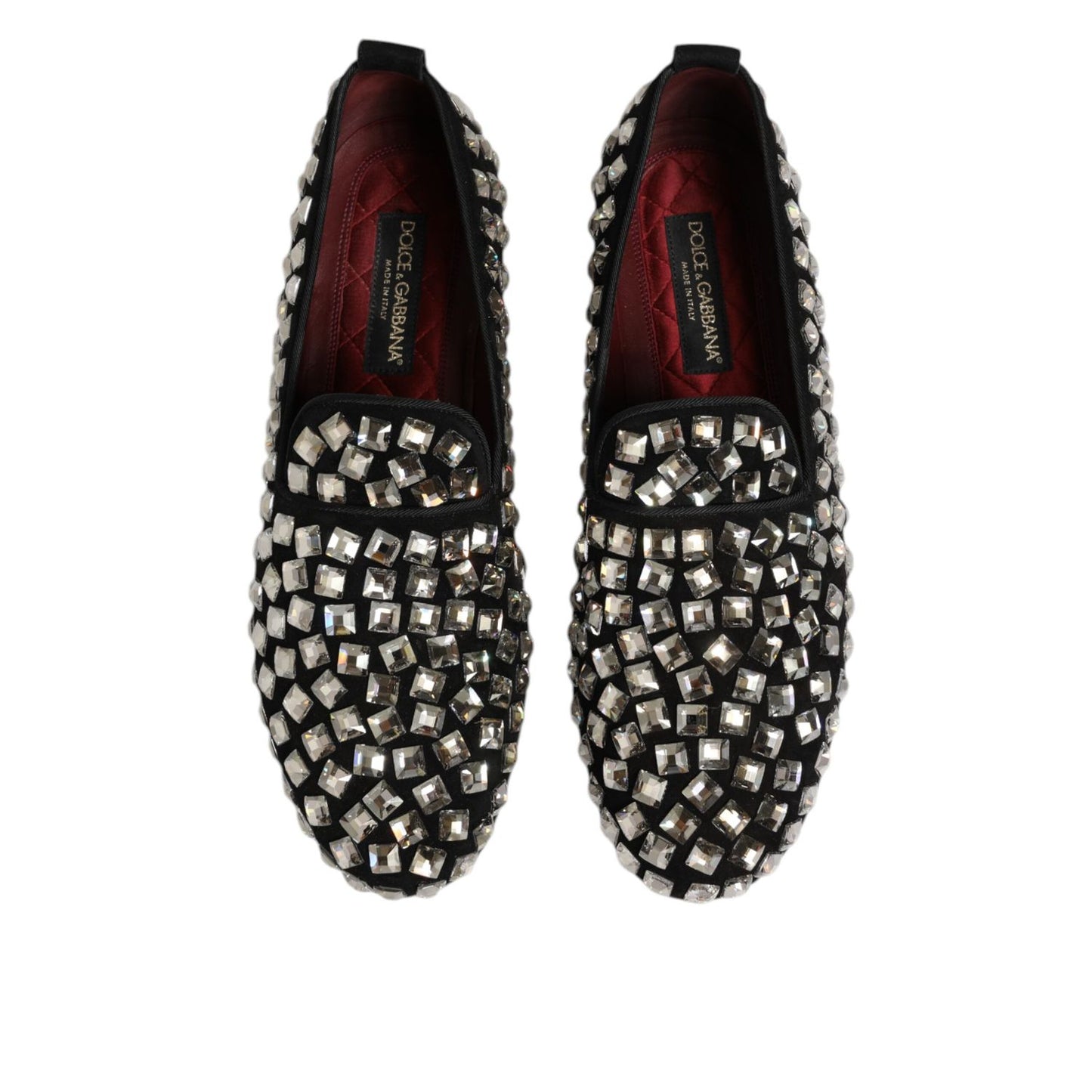 Dolce & Gabbana Black Suede Crystals Loafers Men Dress Shoes Dolce & Gabbana