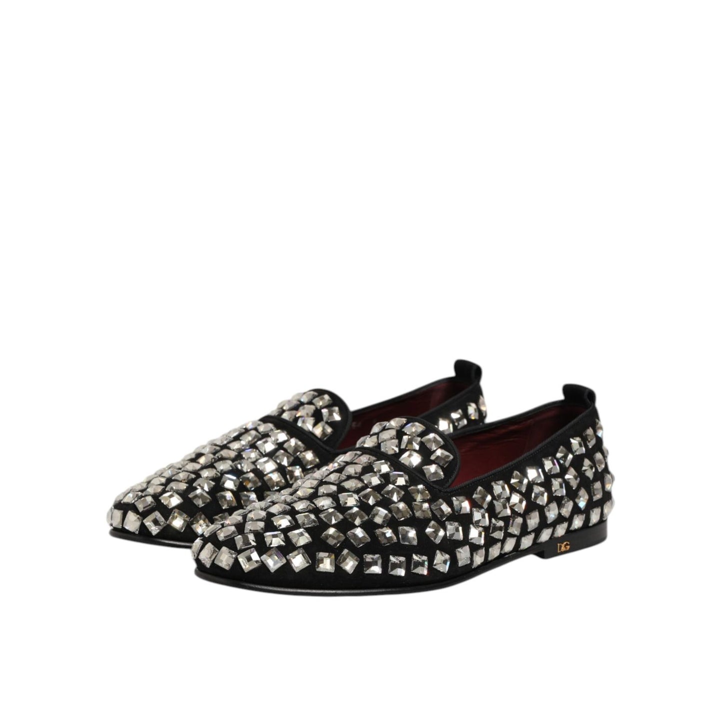 Dolce & Gabbana Black Suede Crystals Loafers Men Dress Shoes Dolce & Gabbana