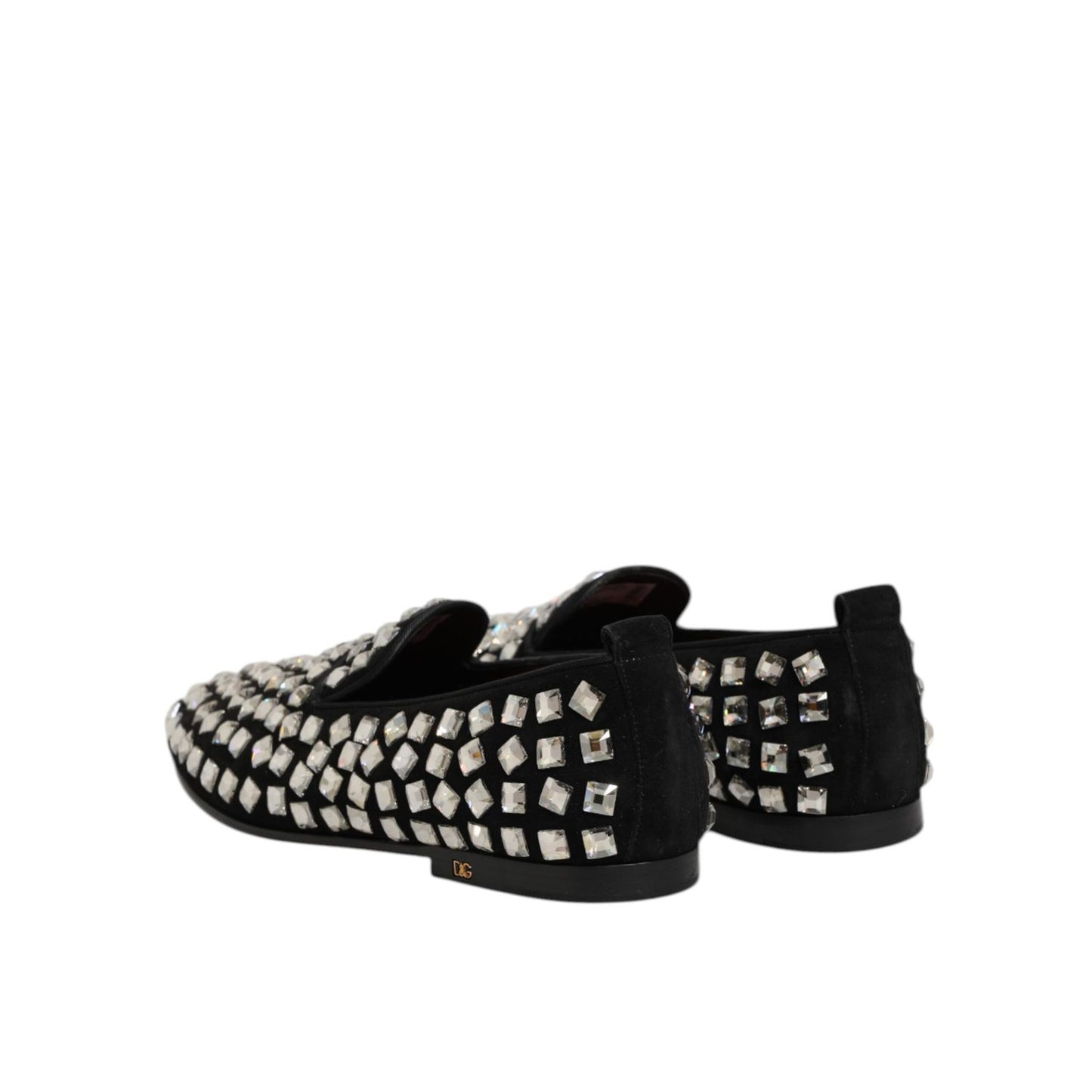 Dolce & Gabbana Black Suede Crystals Loafers Men Dress Shoes Dolce & Gabbana